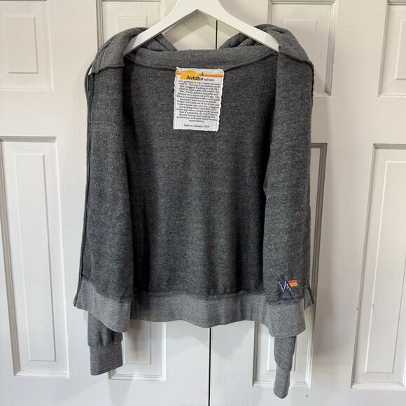 Aviator Nation Gray Hoodie Rainbow 5 Stripe Full Zip Small Sweater PRISTINE - Picture 4 of 9